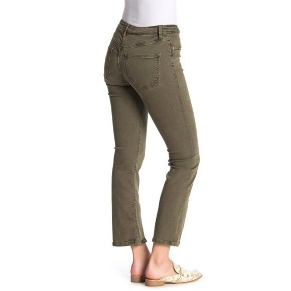 Free People Army Green Cropped Bootcut Jeans - Picture 4 of 7